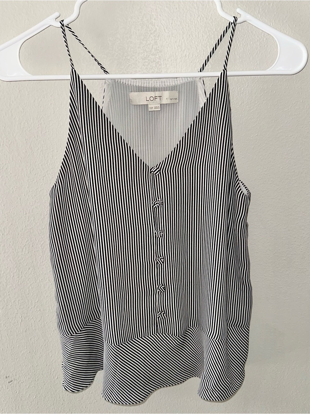 LOFT Black and White Striped Camisole